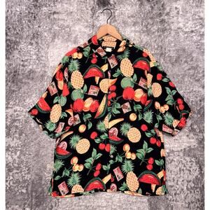 Vintage Citron Santa Monica Shirt Medium Mens Fruit Print Short Sleeve